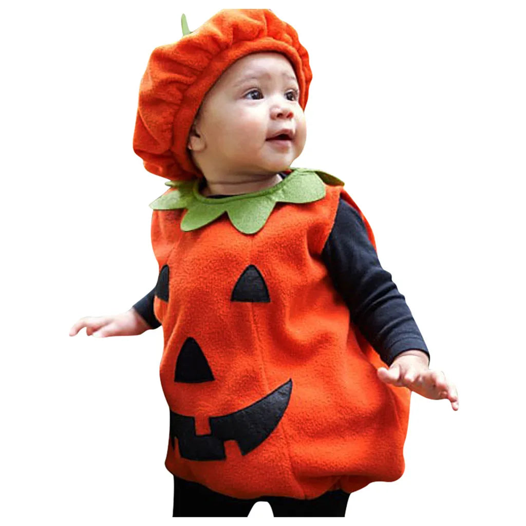 Disfraz de bebé, mono de calabaza para niños con sombrero, mono de una pieza informal de verano para niños y niñas, mono de Halloween de 0 a 5 años