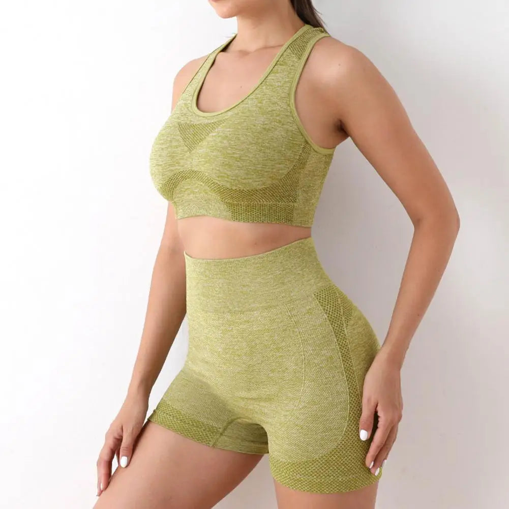 Conjunto de sujetador deportivo, chaleco, sujetador deportivo, conjunto de ropa deportiva de 2 piezas para mujer, pantalones cortos de cintura alta, chaleco con gran elasticidad, secado rápido para actividades activas