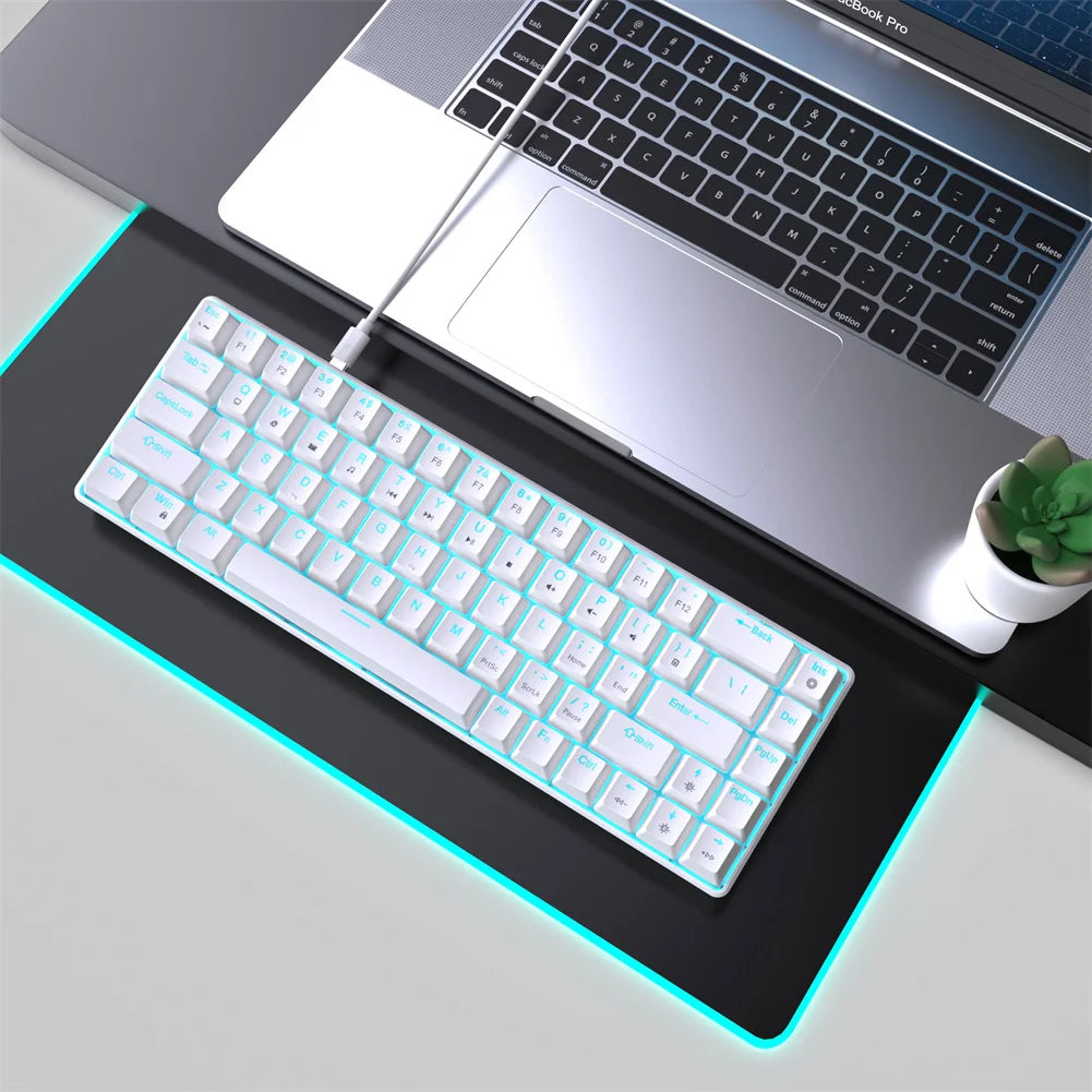 Teclado mecánico con cable para juegos, iluminación elegante, teclado con cable intercambiable en caliente de 68 teclas para computadora portátil y PC