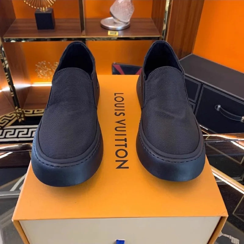 Zapatos de lona para hombre, mocasines negros, zapatos casuales para hombre, zapatos planos cómodos para caminar para hombre, mocasines suaves antideslizantes, calzado