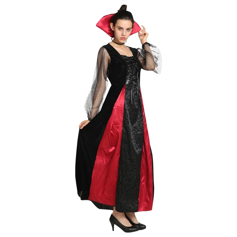 Disfraz de Halloween para mujer adulta, vestido de reina, bruja, Pascua, vampiro, novia, bruja de la muerte, disfraces de cosplay, vestidos de corte retro