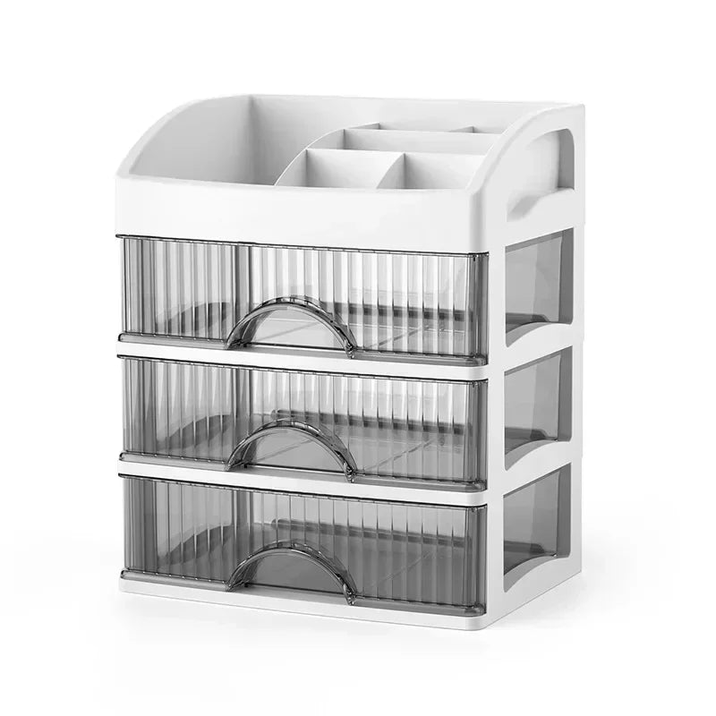 Organizador de maquillaje con cajón caliente, caja de almacenamiento de maquillaje de plástico de gran capacidad, soporte para lápiz labial, caja de almacenamiento de suministros de oficina de gran capacidad