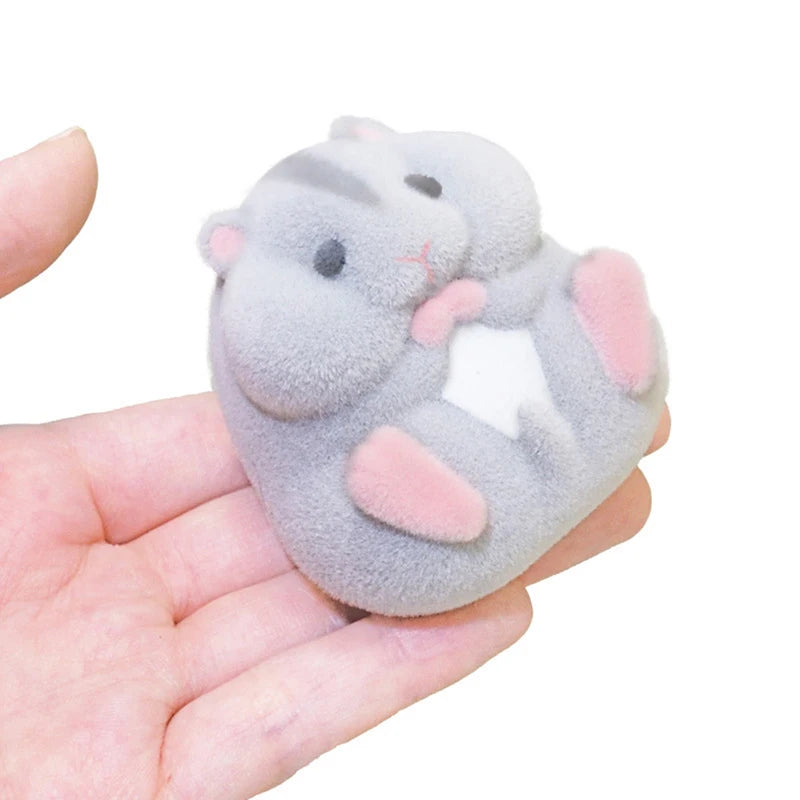 Nueva muñeca flocada, lindo hámster, juguete de peluche para niños, juguetes de cápsula, hámster lechoso graso kawaii, muñecos de peluche flocados, juguetes gashapon