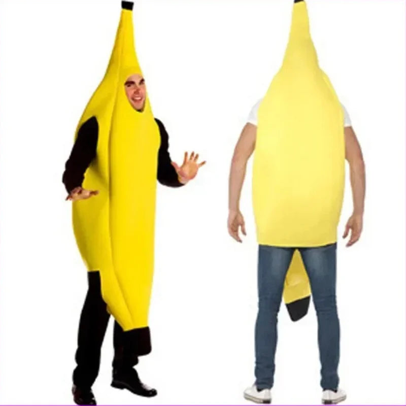 Conjunto unisex de plátano divertido para niños y adultos, disfraz amarillo ligero de fruta para Halloween, disfraz para fiesta, fiesta, baile