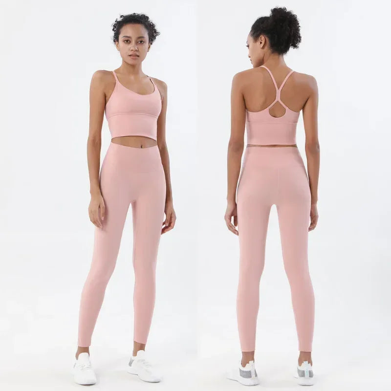 Conjuntos de dos piezas de sujetador y leggings deportivos Conjuntos para mujer Sensación desnuda Conjunto de fitness para mujer Ropa de entrenamiento Conjunto deportivo para mujer