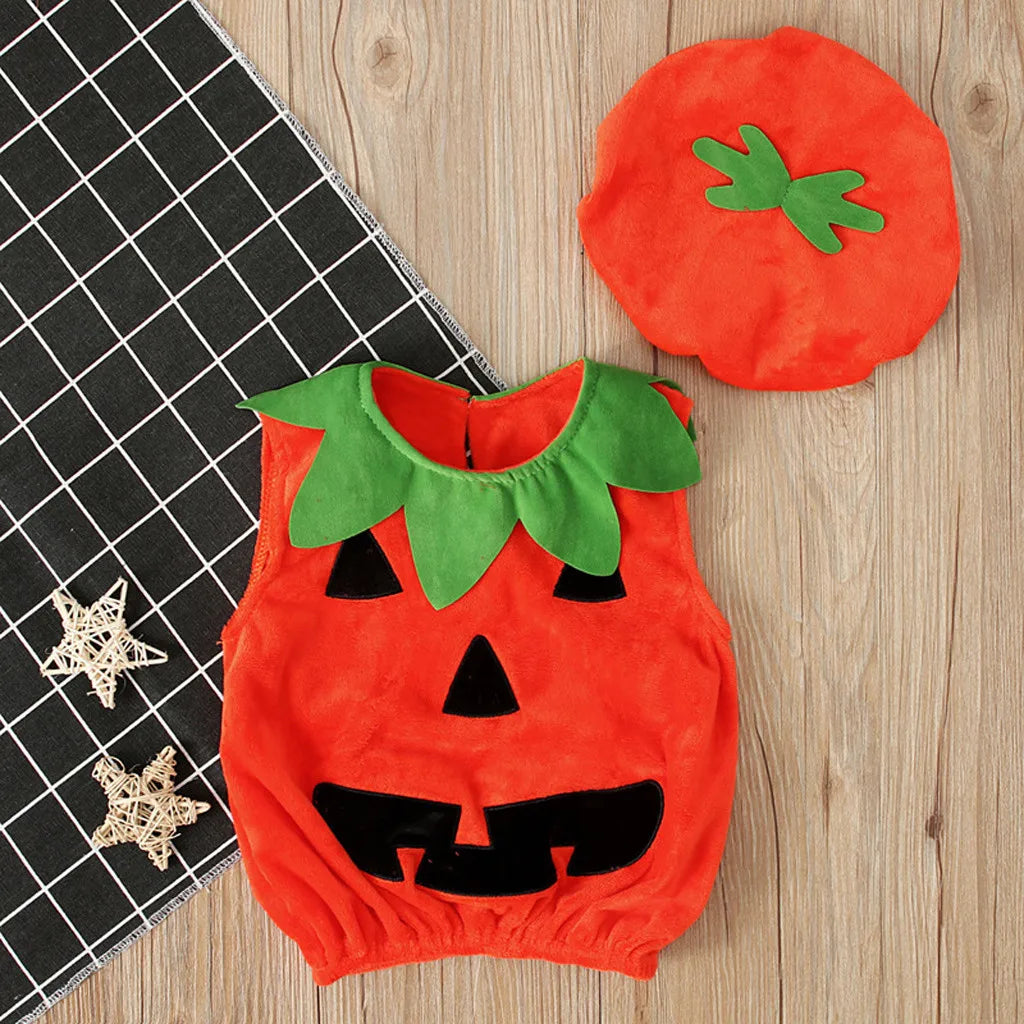 Disfraz de bebé, mono de calabaza para niños con sombrero, mono de una pieza informal de verano para niños y niñas, mono de Halloween de 0 a 5 años