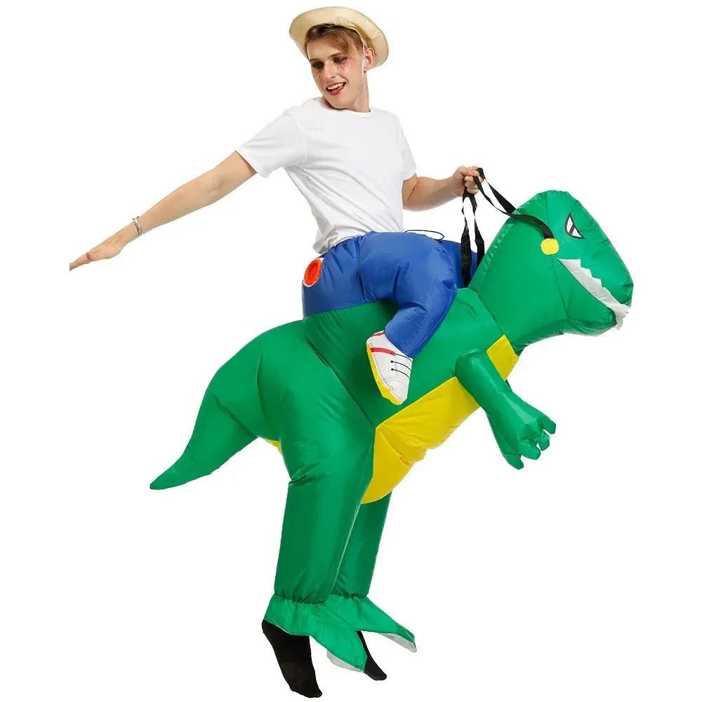 Disfraz inflable de dinosaurio para montar, disfraz divertido de dinosaurio para niñas, niños y adultos, Purim, Halloween