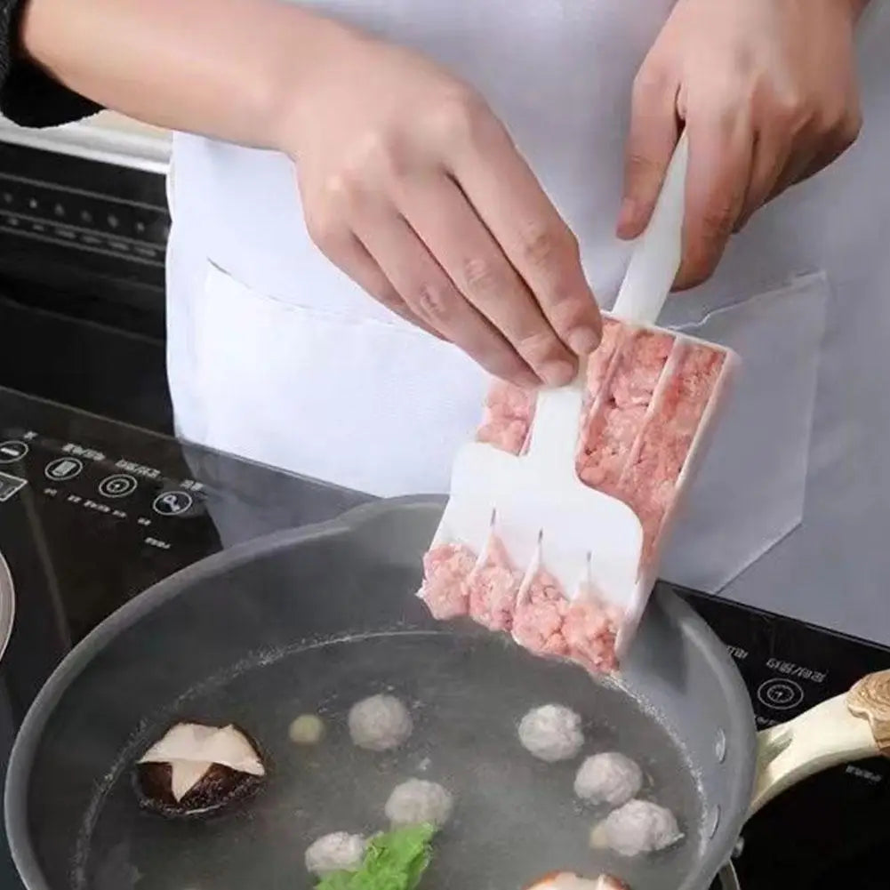 Máquina para hacer albóndigas triple de plástico para cocina, cortadora de carne, pala para hacer albóndigas, bola antiadherente X9q4