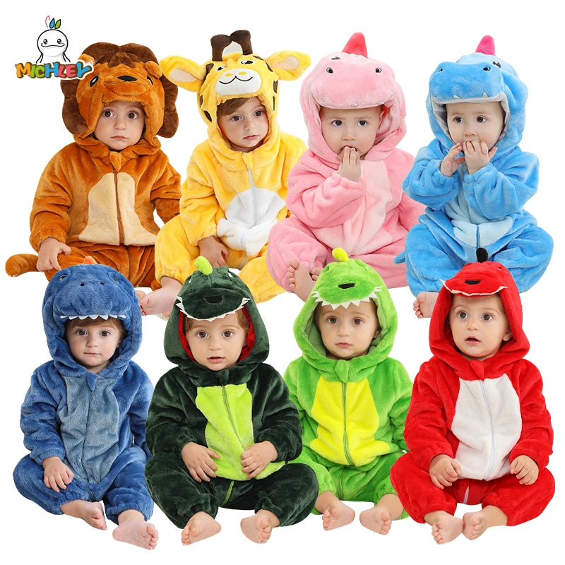 Peleles de dinosaurio para bebé, ropa de invierno con capucha de franela para niño pequeño, mono, disfraz para niño, Halloween