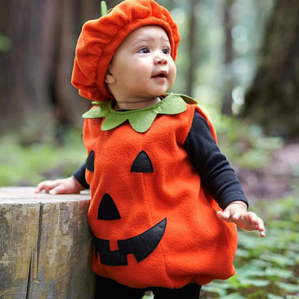 Disfraz de bebé, mono de calabaza para niños con sombrero, mono de una pieza informal de verano para niños y niñas, mono de Halloween de 0 a 5 años