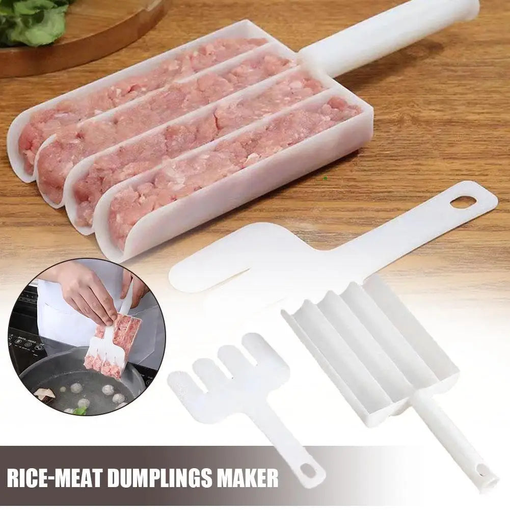 Máquina para hacer albóndigas triple de plástico para cocina, cortadora de carne, pala para hacer albóndigas, bola antiadherente X9q4