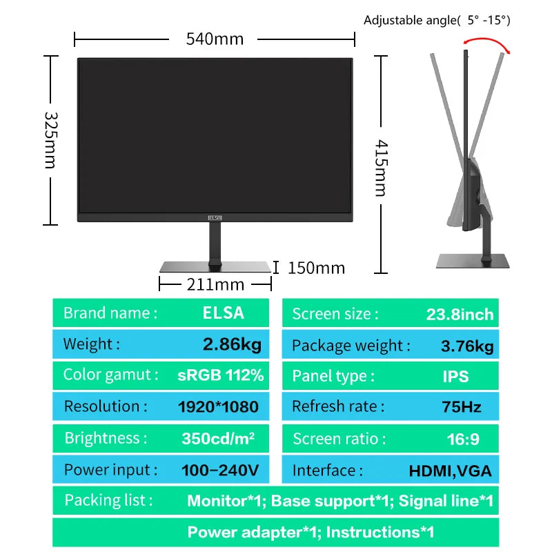 Monitor nuevo de 21,5 24 27 pulgadas para PC, envío gratuito, pantalla plana IPS FHD para ordenador de escritorio para jugadores, HDMI/VGA 1920*1080