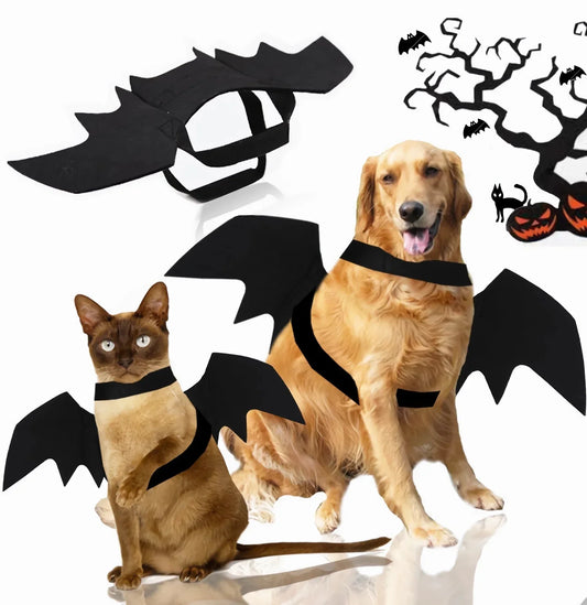 Ropa de Halloween para gatos y mascotas, disfraz divertido para perros, alas de murciélago artificiales con cascabeles, accesorio de cosplay para cachorros, ropa personalizada, suministros para mascotas