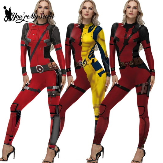 Disfraz de superhéroe de Wolverine y Deadpool para mujer, traje de Zentai para fiesta de Halloween