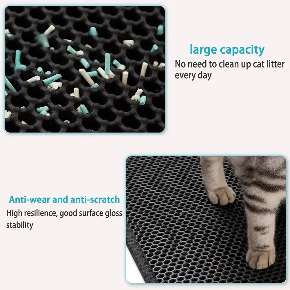 Alfombrilla para arena de gatos con regalo, doble capa, impermeable, para caja de arena para mascotas, alfombrilla antideslizante para arena para gatos, alfombrilla de cama lavable, almohadilla limpia, productos