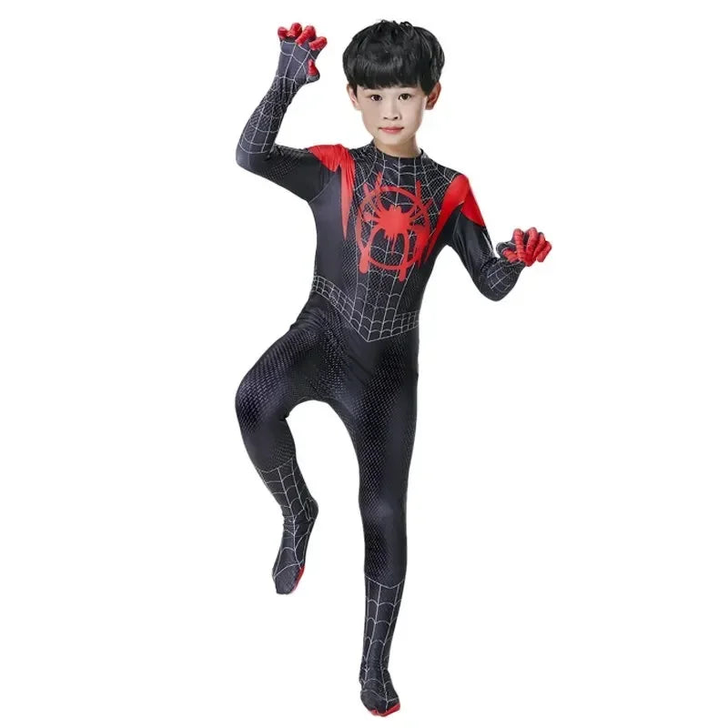 Nuevo disfraz de cosplay, mono Zentai de Halloween, conjunto de mono de superhéroe Peter Parker para niños