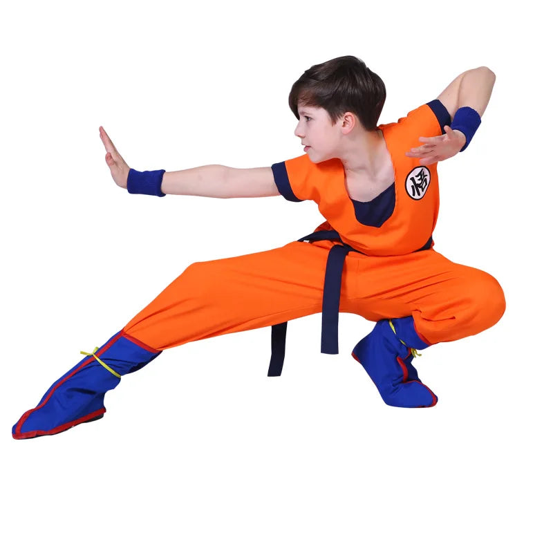 Disfraz de Son Goku para niños, disfraz de Anime Z, traje de fiesta de carnaval, disfraz de Goku Sun, chaleco, cinturón, muñeca, disfraz de Halloween para niños