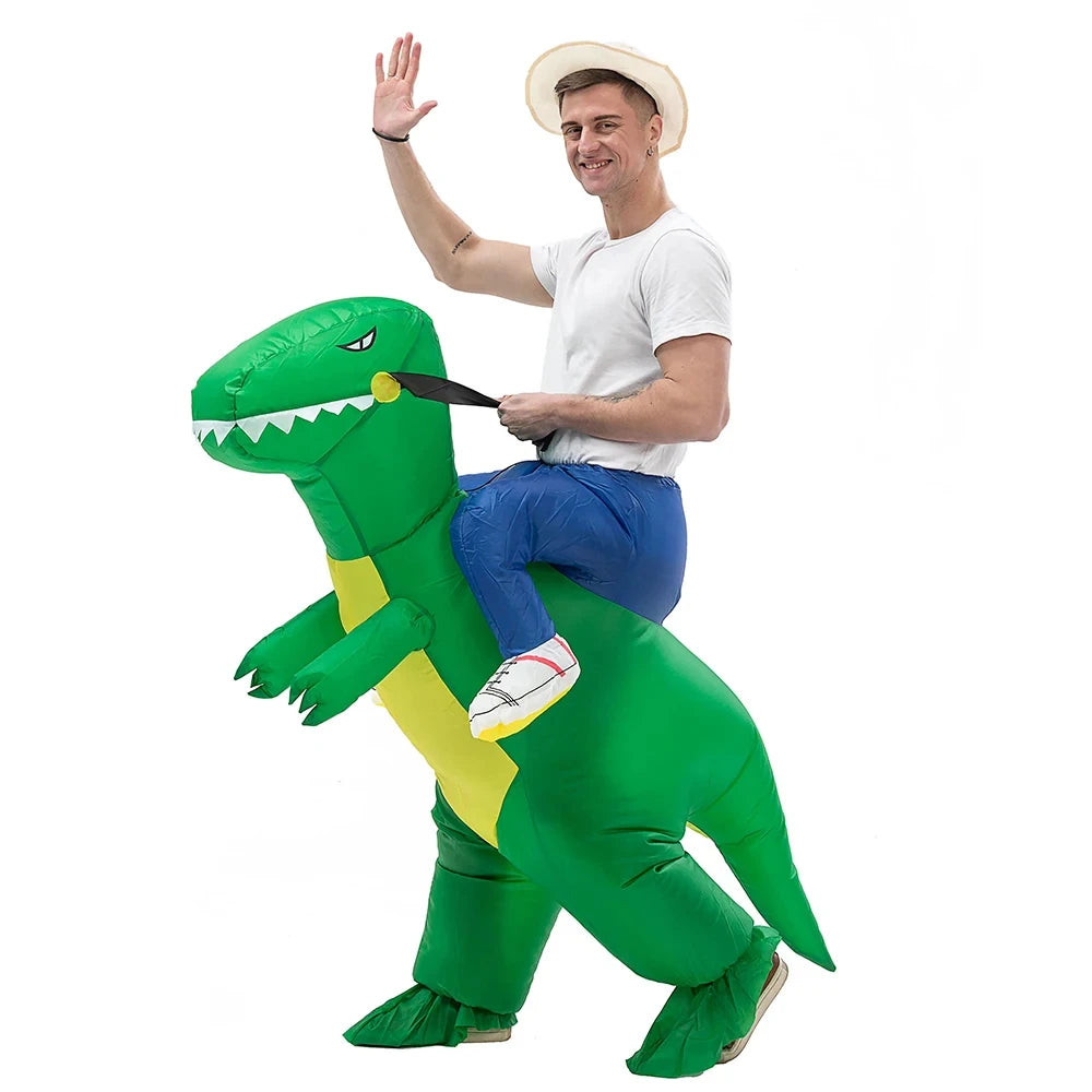 Disfraz inflable de dinosaurio para montar, disfraz divertido de dinosaurio para niñas, niños y adultos, Purim, Halloween