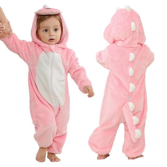 Peleles de dinosaurio para bebé, ropa de invierno con capucha de franela para niño pequeño, mono, disfraz para niño, Halloween