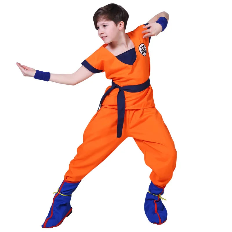 Disfraz de Son Goku para niños, disfraz de Anime Z, traje de fiesta de carnaval, disfraz de Goku Sun, chaleco, cinturón, muñeca, disfraz de Halloween para niños