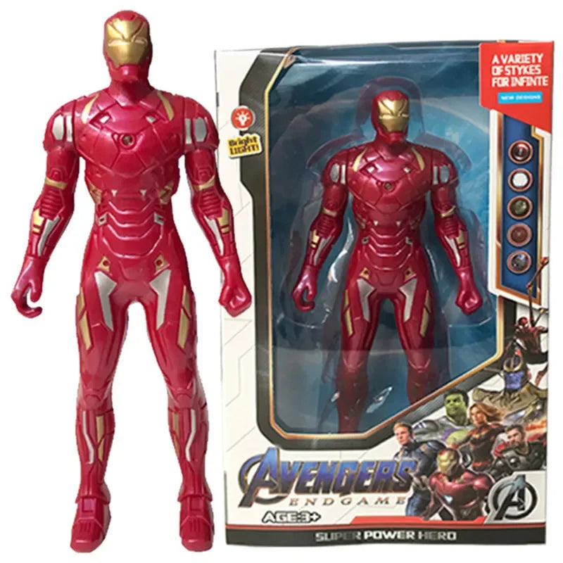 Figuras de acción de Marvel Anime de 17 cm para niños, Spiderman, Hulk, Iron Man, juguete de dibujos animados para niños, regalo de Navidad, muñeca luminosa, pasatiempos