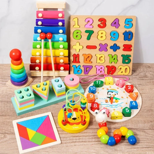 Juguetes de madera Montessori, bloques de madera para bebés, formas de tangram, tablero de rompecabezas cognitivo, juguetes educativos de aprendizaje temprano para niños