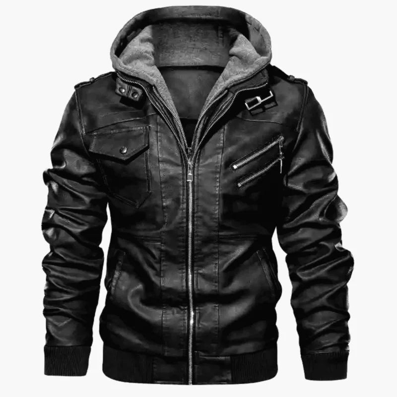 Chaquetas de cuero con capucha para hombre, abrigos de cuero casuales ajustados, nueva moda, ropa de calle para hombre, chaquetas de cuero para motocicleta, sombrero desmontable, 5XL