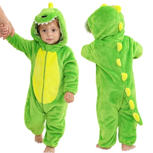 Peleles de dinosaurio para bebé, ropa de invierno con capucha de franela para niño pequeño, mono, disfraz para niño, Halloween