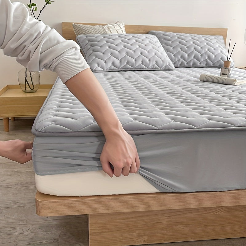 1 sábana ajustable impermeable, sábana ajustable de poliéster suave y cómoda, para dormitorio, habitación de invitados, con bolsillo profundo, solo sábana ajustable